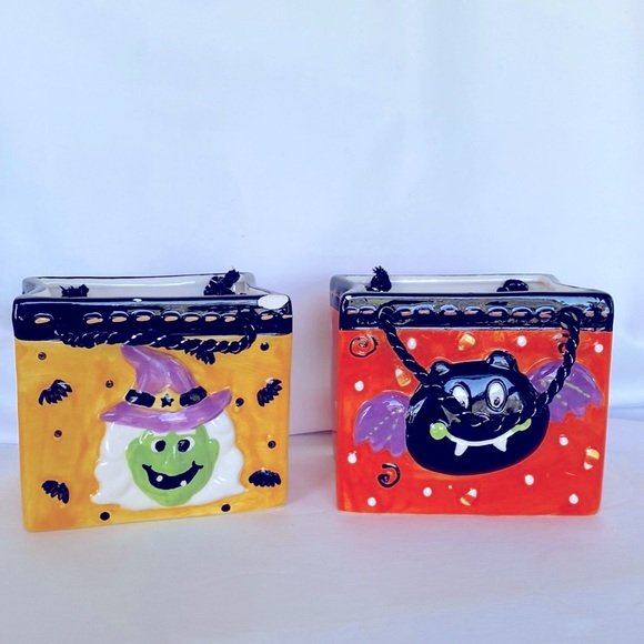 Other - Gently Used Set Of Two Very Cute Ceramic Basket Halloween Decor